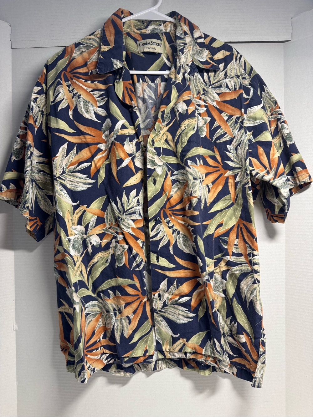 Cooke Street Navy Tropical Leaf Short-Sleeve Button-Down Shirt